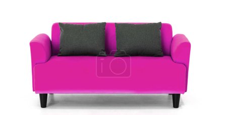 Téléchargez les photos : Canapé contemporain de style scandinave rose sur fond blanc avec un design de mobilier moderne et minimal pour un salon élégant. uds - en image libre de droit