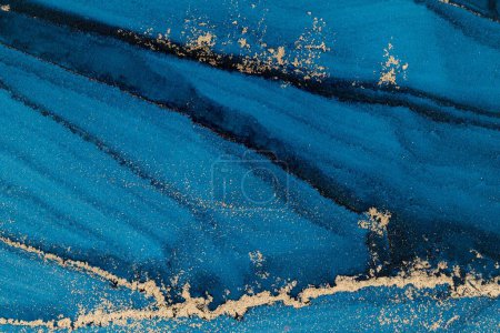 Photo for Original artwork photo of marble ink abstract art. High resolution photograph from exemplary original painting. Abstract painting was painted on HQ paper texture to create smooth marbling pattern. - Royalty Free Image