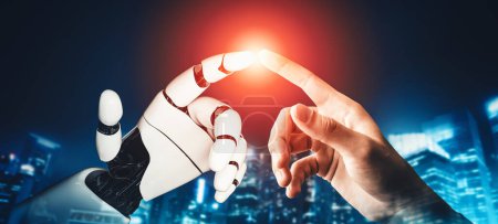 Foto de XAI 3D renderizado desarrollo de tecnología de robot androide futurista, inteligencia artificial AI, y el concepto de aprendizaje automático. Investigación científica biónica robótica global para el futuro de la vida humana. - Imagen libre de derechos