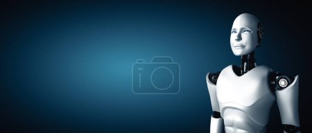 Photo for XAI 3d illustration Standing humanoid robot looking forward on clean background 3D illustration - Royalty Free Image