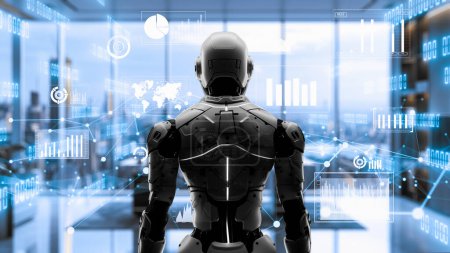 Téléchargez les photos : Futures solutions d'intelligence artificielle robotisées avec LISP. Algorithme stratégique pour l'automatisation de la robotique marketing, l'analyse technique LLM et la cybercommunication. Illustration 3D intelligence artificielle - en image libre de droit