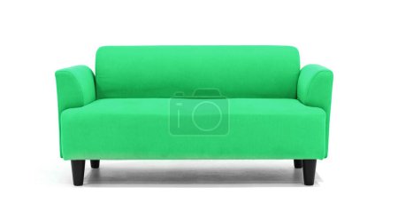 Photo for Green Scandinavian style contemporary sofa on white background with modern and minimal furniture design for stylish living room. uds - Royalty Free Image