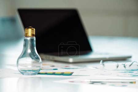 Photo for Busy working desk in office. Business concept. uds - Royalty Free Image