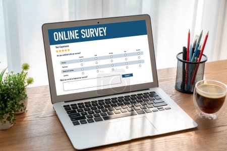 Photo for Online survey form for modish digital information collection on the internet network - Royalty Free Image