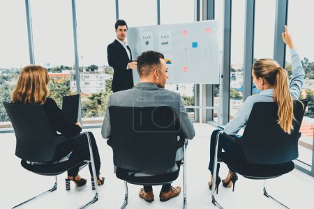 Photo for Businesswomen and businessmen attending group meeting conference in office room. Corporate business team concept. uds - Royalty Free Image
