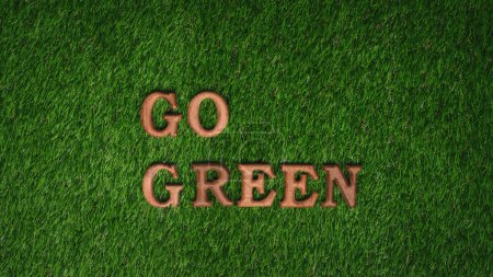 Photo for Go green and save the world with environment friendly effort. The message Go Green letters arranged to promote eco awareness for sustainable future with biophilc design background. Gyre - Royalty Free Image