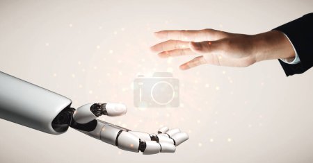 Téléchargez les photos : XAI 3D rendant l'intelligence artificielle Recherche IA de développement de robots et de cyborgs pour l'avenir des personnes vivant. Conception de technologies numériques d'exploration de données et d'apprentissage automatique pour cerveau d'ordinateur. - en image libre de droit