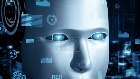 Téléchargez les photos : Illustration 3D XAI Robot futuriste intelligence artificielle intelligence artificielle huminoïde AI pour le développement technologique industriel et le concept d'apprentissage automatique. robotique bionique recherche scientifique pour l'avenir de l'homme - en image libre de droit