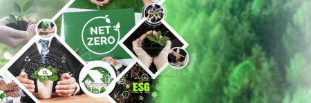 Entreprise verte Outil de gestion ESG pour sauver le monde futur concept modèle idée de cas pour traiter les données du cycle des déchets de carbone bio pour une meilleure journée de la vie urbaine tout en construisant des emplois, de l'argent, de l'impôt LCA et des bénéfices .