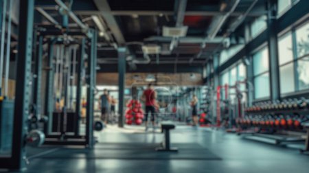Photo for Efocused view of a modern gym with active individuals and diverse workout equipment. Resplendent. - Royalty Free Image