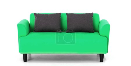 Photo for Green Scandinavian style contemporary sofa on white background with modern and minimal furniture design for stylish living room. uds - Royalty Free Image