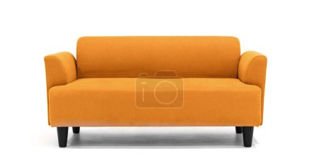 Foto de Sofá contemporáneo de estilo escandinavo marrón sobre fondo blanco con un diseño de muebles moderno y minimalista para una elegante sala de estar. BARROS - Imagen libre de derechos