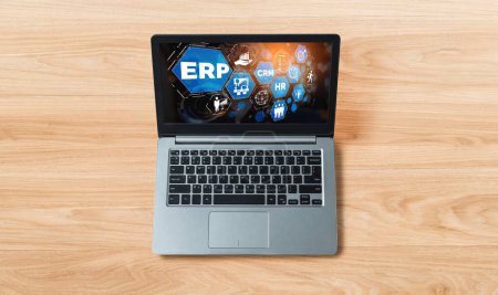 Photo for ERP enterprise resource planning software for modish business to plan the marketing strategy - Royalty Free Image