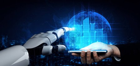 XAI 3D Rendering künstlicher Intelligenz KI-Forschung zur Roboter- und Cyborg-Entwicklung für die Zukunft lebender Menschen. Digitales Data Mining und maschinelles Lernen für Computergehirn.