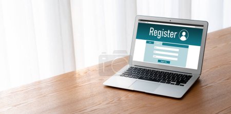 Photo for Online registration form for modish form filling on the internet website - Royalty Free Image