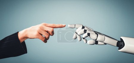 XAI 3D renderizado inteligencia artificial Investigación de inteligencia artificial de robot androide y desarrollo de cyborg para el futuro de las personas que viven. Diseño de tecnología digital de minería de datos y aprendizaje automático para cerebro de computadora.