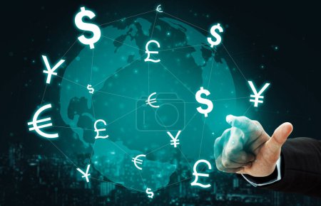 Cambio de divisas Global Finanzas de dinero extranjero - Mercado internacional de divisas con diferente conversión de símbolo de moneda mundial. BARROS