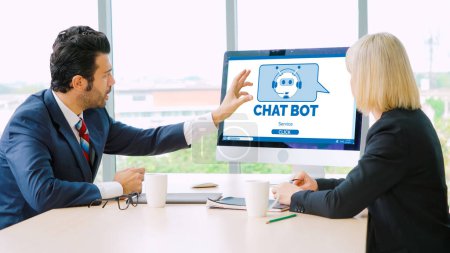 Photo for Chatbot software application for modish online business that automatically reply to customer questions - Royalty Free Image
