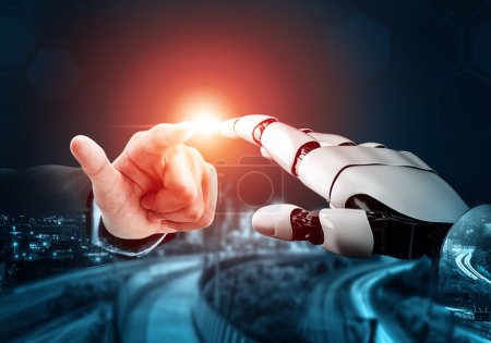 MLP 3D Representación de desarrollo de tecnología robótica futurista, IA de inteligencia artificial y concepto de aprendizaje automático. Investigación científica biónica robótica global para el futuro de la vida humana.