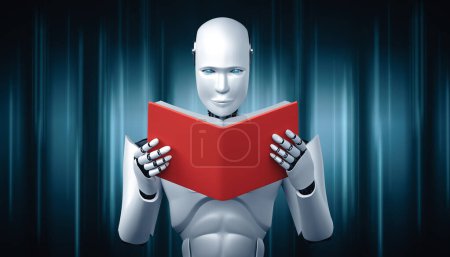 Photo for MLP 3d illustration 3D illustration of robot humanoid reading book in concept of future artificial intelligence and 4th fourth industrial revolution. - Royalty Free Image