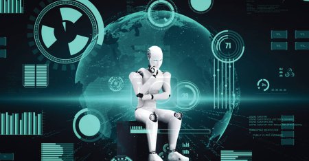 Téléchargez les photos : Illustration 3D MLP Robot futuriste intelligence artificielle IA huminoïde pour le développement technologique industriel et le concept d'apprentissage automatique. robotique bionique recherche scientifique pour l'avenir de l'homme - en image libre de droit