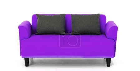 Foto de Sofá contemporáneo de estilo escandinavo violeta sobre fondo blanco con un diseño de muebles moderno y minimalista para una elegante sala de estar. BARROS - Imagen libre de derechos
