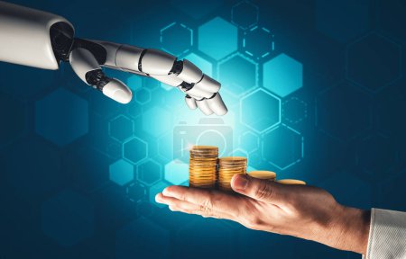 MLP 3D rendant futuriste développement de la technologie de robot droïde, intelligence artificielle IA, et concept d'apprentissage automatique. Recherche mondiale en sciences bioniques robotiques pour l'avenir de la vie humaine.