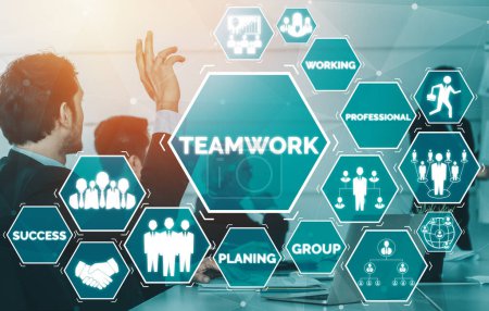 Teamwork und Business Human Resources - Gruppe von Geschäftsleuten, die zusammen als erfolgreiche Teambildung Stärke und Einheit für die Organisation arbeiten. Partnerschaft, Einigkeit und Teamwork-Konzept. uds