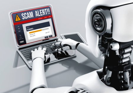 Software de seguridad cibernética muestran alerta de ataque cibernético para la protección cómodamente. Peligro por virus, phishing y fraude cibernético. Ilustración 3D