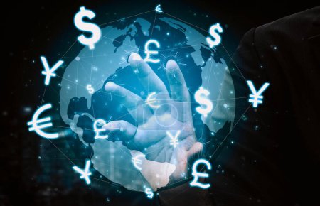 Cambio de divisas Global Finanzas de dinero extranjero - Mercado internacional de divisas con diferente conversión de símbolo de moneda mundial. BARROS