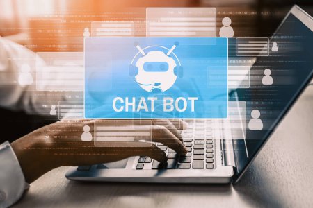 AI Chatbot inteligente concepto de aplicación de servicio al cliente digital. Aplicación de computadora o dispositivo móvil utilizando inteligencia artificial chat bot respuesta automática mensaje en línea para ayudar a los clientes uds instantánea