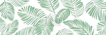 Luxus grün und Natur weiß Hintergrund Vektor. Florales Muster, Grüne Pflanzenlinienkunst, Vektorillustration.