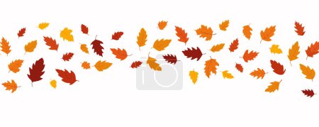 Téléchargez les illustrations : Conception plate des feuilles d'automne automne automne, feuilles de couleur automne isolé ensemble pour bannière publicitaire de la saison d'automne, illustration vectorielle . - en licence libre de droit