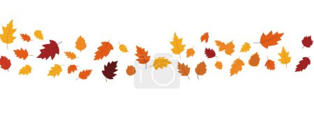 Ilustración de Diseño plano de las hojas de otoño caída, hojas de color otoño conjunto aislado para banner de publicidad de la temporada de otoño, ilustración vectorial . - Imagen libre de derechos